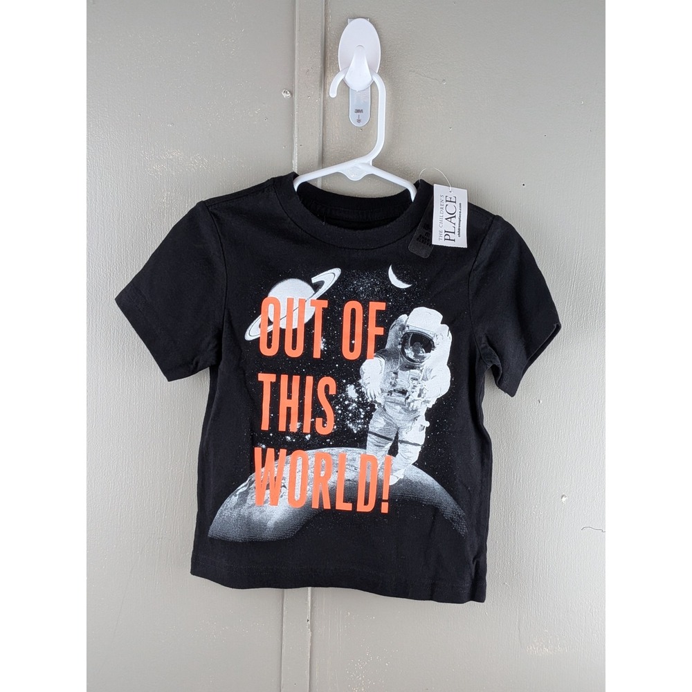 The Childrens Place Boys Black Out Of This World Astronaut Graphic Tee 18-24M